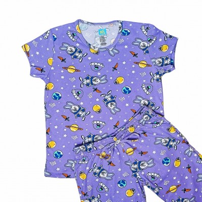 Pijama Glow Buzz Bunny lila ni&ntilde;a manga corta